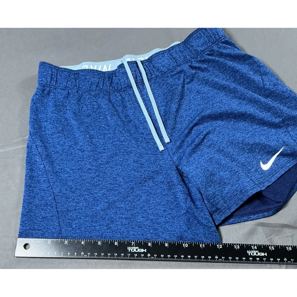 Nike Dri-FIT Womens Blue Heathered Running Athletic Shorts Small Drawstring